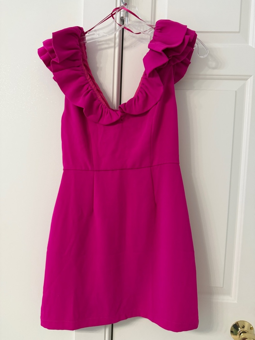 DO+BE Fuchsia Ruffle-Trim Sleeveless Cocktail Dress